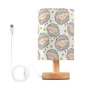 Mnsruu Bedside Table Lamp Sheep Farm Animal Bedside Lamps LED Light Desk Lamp Fabric Shade Small Lamp for Bedroom Living Room (Bulb Included)