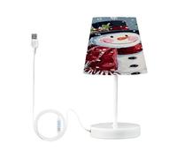 Mnsruu Bedside Table Lamp Snowman Hat Snowflake Winter Bedside Lamps LED Desk Lamp Fabric Shade Small Lamp for Bedroom Living Room (Bulb Included)