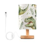 Mnsruu Bedside Table Lamp Trex Dinosaur Watercolor Pattern Bedside Lamps LED Light Desk Lamp Fabric Shade Small Lamp for Bedroom Living Room (Bulb Included)