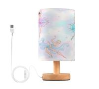 Mnsruu Bedside Table Lamps, Ballerinas Little Princess USB Table Lamp for Bedroom, LED Light Bedroom Bedside Table Décor Night Lamp Warm White