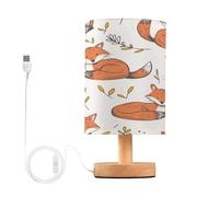 Mnsruu Bedside Table Lamps, Fox Leaves USB Table Lamp for Bedroom, LED Light Bedroom Bedside Table Décor Night Lamp Warm White