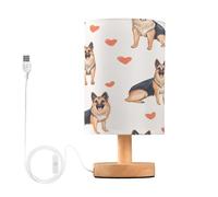 Mnsruu Bedside Table Lamps, German Shepherd Dogs Red Hearts USB Table Lamp for Bedroom, LED Light Bedroom Bedside Table Décor Night Lamp Warm White