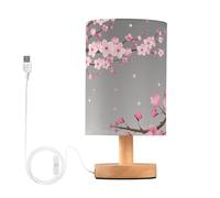 Mnsruu Bedside Table Lamps, Japanese Oriental Cherry Blossom USB Table Lamp for Bedroom, LED Light Bedroom Bedside Table Décor Night Lamp Warm White