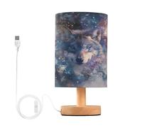 Mnsruu Bedside Table Lamps, Wolf Galaxy USB Table Lamp for Bedroom, LED Light Bedroom Bedside Table Décor Night Lamp Warm White