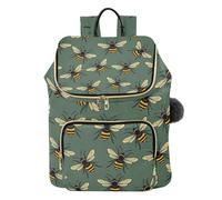 Mnsruu Bee Honey Green Backpack for Women Travel Anti Theft Rucksack Large Casual Daypacks Quilted Laptop Purse Ladies Fashion Handbag