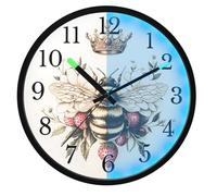 Mnsruu Bee Honeycomb Strawberry Crown Wall Clock Luminous Bedroom Clocks Battery Operated Silent Glow in the Dark Clock for Living Room Kitchen 12 Inch