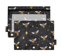 Mnsruu Bees Night Stars Pencil Pouch for 3-Ring Binder Clear Pencil Case