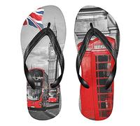 Mnsruu Big Ben Union Jack Street Bus Flip Flops Flip Sandal Home Slippers Hotel Spa Bedroom Travel L for Men Women