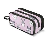 Mnsruu Big Capacity Pencil Bag 3 Compartment Pen Pouch Holder Box for Boys Girls School Office Supplies Storage OrganizerLarge Pencil Case Panda Little Animal Print