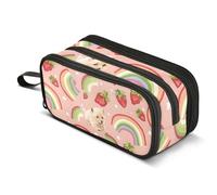 Mnsruu Big Capacity Pencil Bag 3 Compartment Pen Pouch Holder Box for Boys Girls School Office Supplies Storage OrganizerLarge Pencil Case Pink Bows Wildflower