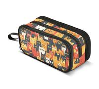 Mnsruu Big Capacity Pencil Bag 3 Compartment Pen Pouch Holder Box for Boys Girls School Office Supplies Storage OrganizerLarge Pencil Case Hockey Players Sport Ball Old