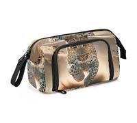 Mnsruu Big Capacity Pencil Case, A Leopard Rushing in The Desert Pen Bag Pouch Holder Stationery Bag School College Office Organizer for Teen Adults Student