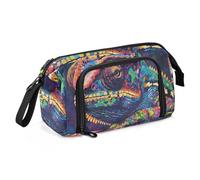 Mnsruu Big Capacity Pencil Case, A Panther Chameleon Pen Bag Pouch Holder Stationery Bag School College Office Organizer for Teen Adults Student