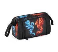 Mnsruu Big Capacity Pencil Case Blue Red Dragon and Phoenix Pouch Pen Case Pencil Box Stationery Bag Makeup Bag Office Organizer for Boys Girls