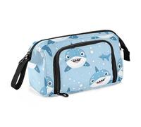 Mnsruu Big Capacity Pencil Case, Cartoon Pattern Baby Shark Pen Bag Pouch Holder Stationery Bag School College Office Organizer for Teen Adults Student