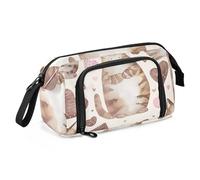 Mnsruu Big Capacity Pencil Case, Chocolate Fat Cat Pen Bag Pouch Holder Stationery Bag School College Office Organizer for Teen Adults Student