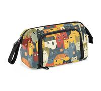 Mnsruu Big Capacity Pencil Case, Colored Cats House Pen Bag Pouch Holder Stationery Bag School College Office Organizer for Teen Adults Student
