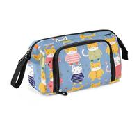 Mnsruu Big Capacity Pencil Case, Colored Cats Pen Bag Pouch Holder Stationery Bag School College Office Organizer for Teen Adults Student