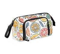 Mnsruu Big Capacity Pencil Case, Colorful Abstract Doodle Oranges Pen Bag Pouch Holder Stationery Bag School College Office Organizer for Teen Adults Student