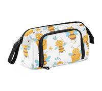 Mnsruu Big Capacity Pencil Case, Cute Cartoon Bees with The Buckets of Honey Pen Bag Pouch Holder Stationery Bag School College Office Organizer for Teen Adults Student