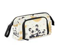 Mnsruu Big Capacity Pencil Case, Cute Cartoon Pandas Cartoon Moon Stars Pen Bag Pouch Holder Stationery Bag School College Office Organizer for Teen Adults Student