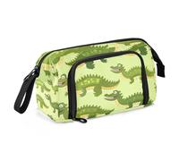 Mnsruu Big Capacity Pencil Case, Cute Green Little Crocodile Pen Bag Pouch Holder Stationery Bag School College Office Organizer for Teen Adults Student