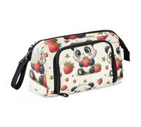 Mnsruu Big Capacity Pencil Case, Cute Little Pandas Strawberries Pen Bag Pouch Holder Stationery Bag School College Office Organizer for Teen Adults Student
