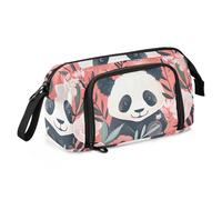 Mnsruu Big Capacity Pencil Case, Flowers Pandas Pen Bag Pouch Holder Stationery Bag School College Office Organizer for Teen Adults Student