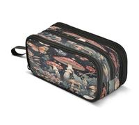 Mnsruu Big Capacity Pencil Case Golden Dream Dragon Galaxy Pen Bag Pouch Holder Box 3 Compartment Portable Storage Organizer for Teen Girls Boys School Office