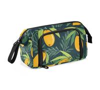Mnsruu Big Capacity Pencil Case, Green Leaf Mango Pen Bag Pouch Holder Stationery Bag School College Office Organizer for Teen Adults Student