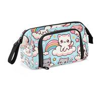 Mnsruu Big Capacity Pencil Case, Kawaii Cute Cats in The Sky Pen Bag Pouch Holder Stationery Bag School College Office Organizer for Teen Adults Student