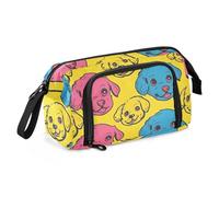 Mnsruu Big Capacity Pencil Case, Line Puppy Cartoon Seamless Solid Color Pen Bag Pouch Holder Stationery Bag School College Office Organizer for Teen Adults Student