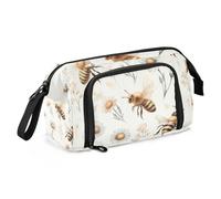 Mnsruu Big Capacity Pencil Case, Little Bee Little Daisy Pen Bag Pouch Holder Stationery Bag School College Office Organizer for Teen Adults Student