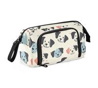 Mnsruu Big Capacity Pencil Case, Little Cartoon Dog Faces Pen Bag Pouch Holder Stationery Bag School College Office Organizer for Teen Adults Student
