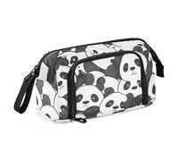 Mnsruu Big Capacity Pencil Case, Little Cartoon Panda Pen Bag Pouch Holder Stationery Bag School College Office Organizer for Teen Adults Student
