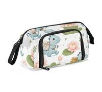 Mnsruu Big Capacity Pencil Case, Little Dinosaur Lotus Leaves Small Clouds Pen Bag Pouch Holder Stationery Bag School College Office Organizer for Teen Adults Student