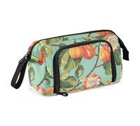 Mnsruu Big Capacity Pencil Case, Orange Cashew Fruit Pen Bag Pouch Holder Stationery Bag School College Office Organizer for Teen Adults Student