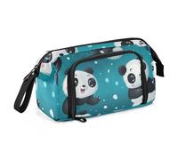 Mnsruu Big Capacity Pencil Case, Pandas Snowflakes Pen Bag Pouch Holder Stationery Bag School College Office Organizer for Teen Adults Student