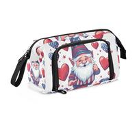 Mnsruu Big Capacity Pencil Case, Red Blue Heart Dwarf Pen Bag Pouch Holder Stationery Bag School College Office Organizer for Teen Adults Student