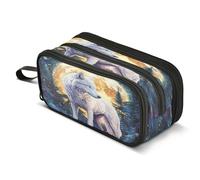 Mnsruu Big Capacity Pencil Case Winged Horse Fire Pen Bag Pouch Holder Box 3 Compartment Portable Storage Organizer for Teen Girls Boys School Office