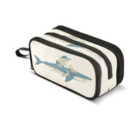 Mnsruu Big Capacity Pencil Pen Case Office School Stationery Makeup Bag Skeleton Sharks Pencil Bag for Teens Adults