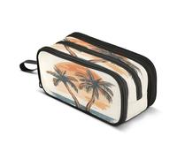 Mnsruu Big Capacity Pencil Pen Case Office School Stationery Makeup Bag Two Coconut Trees Pencil Bag for Teens Adults