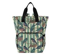 Mnsruu Bird under The Stripe Background Baby Diaper Bag Backpack Large Bag Waterproof Travel Diaper Bags for Moms and Dads