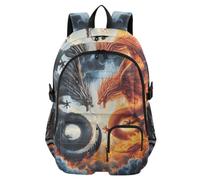 Mnsruu Black Dragon Red Dragon School Backpack with Laptop Compartment, Big School Bag for Teenager Girls Boys, 17.5 Travel Rucksack Backpack for School Casual Daypacks College Work