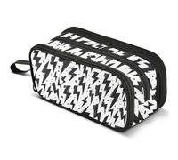 Mnsruu Black Lightning Pencil Case Large Capacity Pen Pouch Pencil Bag with 3 Compartments Pen Holder Organizer Stationery Bag
