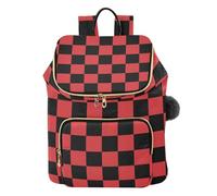 Mnsruu Black Red Checkerboard Backpack for Women Travel Anti Theft Rucksack Large Casual Daypacks Quilted Laptop Purse Ladies Fashion Handbag