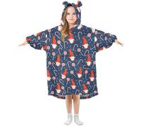 Mnsruu Blanket Hoodie for Kids Christmas Gnomes Red Candies Oversized Warm Fleece Hoodie Blanket Wearable Sweatshirt Plush Girls Boys