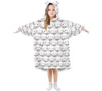 Mnsruu Blanket Hoodie for Kids Cute Kitten Cat Oversized Warm Fleece Hoodie Blanket Wearable Sweatshirt Plush Girls Boys