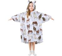 Mnsruu Blanket Hoodie for Kids Horses and Foals Wearable Hooded Blanket Warm Fleece Oversized Sweatshirt Girls Boys