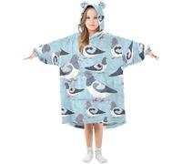 Mnsruu Blanket Hoodie for Kids Pigeon Pattern Wearable Hooded Blanket Warm Fleece Oversized Sweatshirt Girls Boys